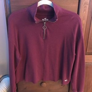 Cropped Long Sleeve Quarter Zip Tee